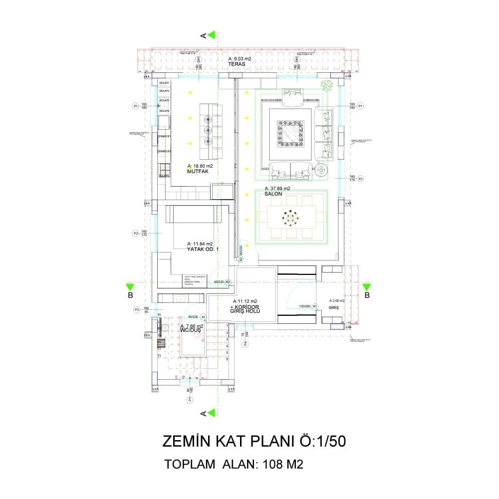 A Tipi Birinci Kat Planı